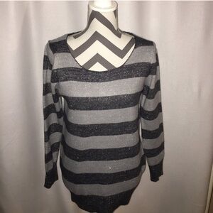 Striped Gray and Black Women's Sweater